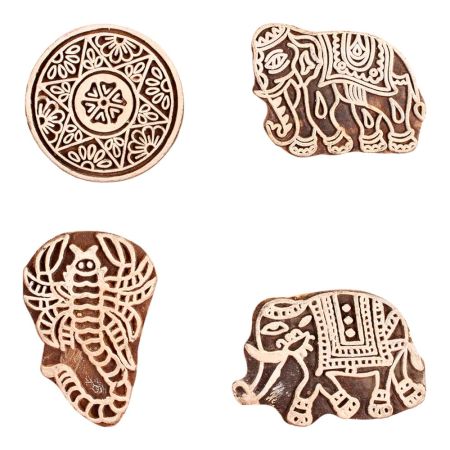 Set of 4 Piece New Mix Wooden Printing Block